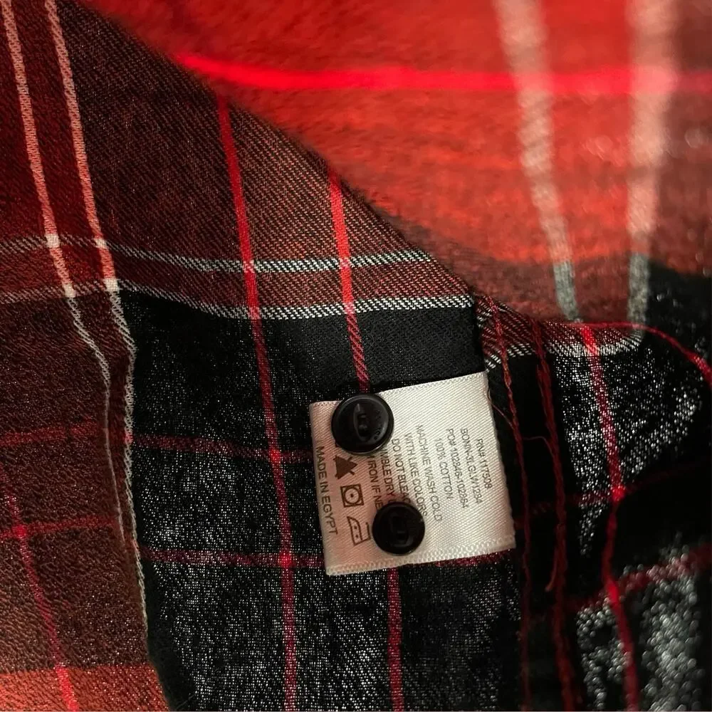 Levis Levi Strauss & Co Plaid Shirt Red & Black Long Sleeve Button Up Mens Large